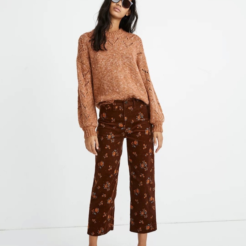 Madewell Pointelle Bubble-Sleeve Pullover Sweater